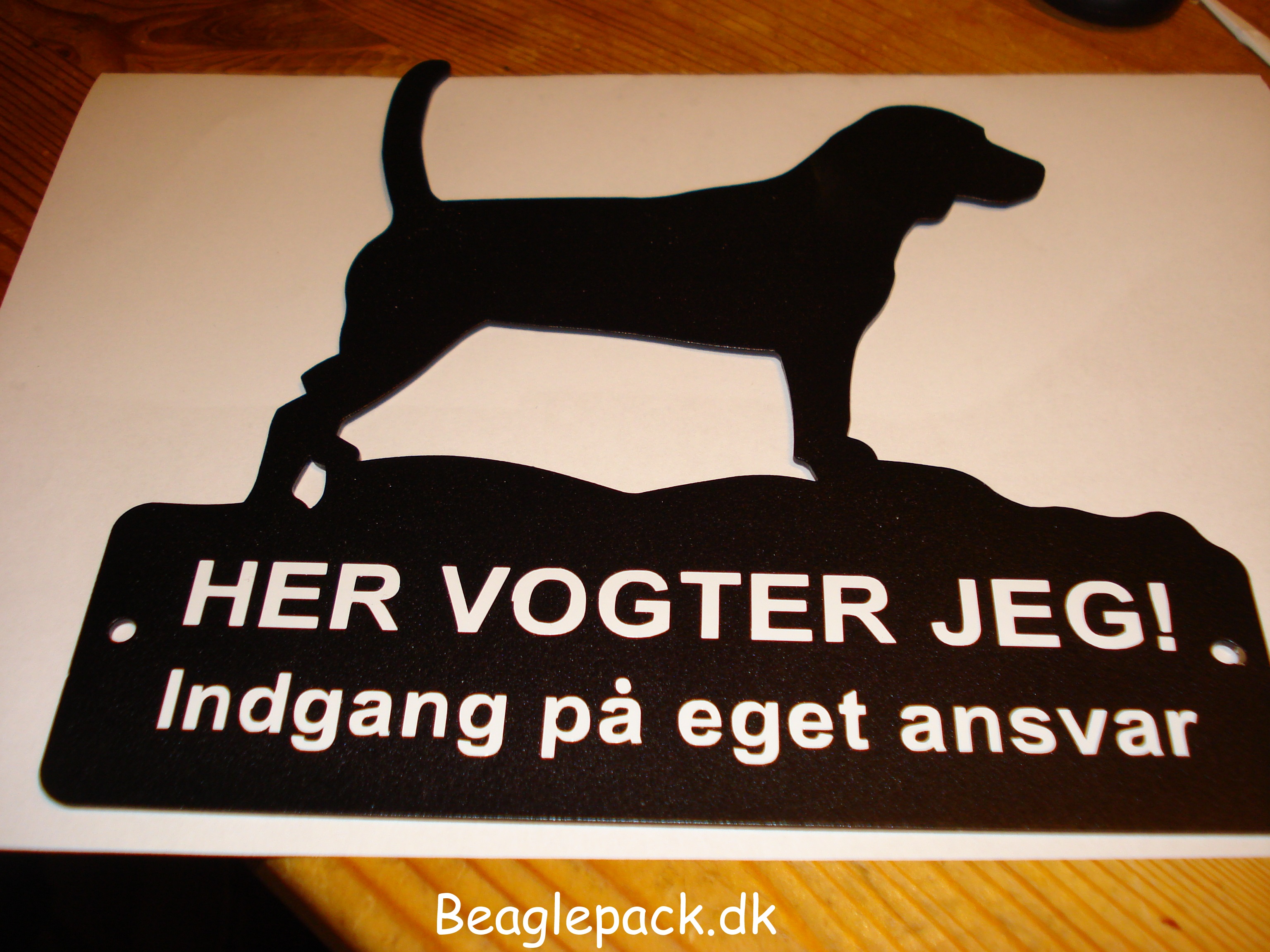 skiltet med beagle på