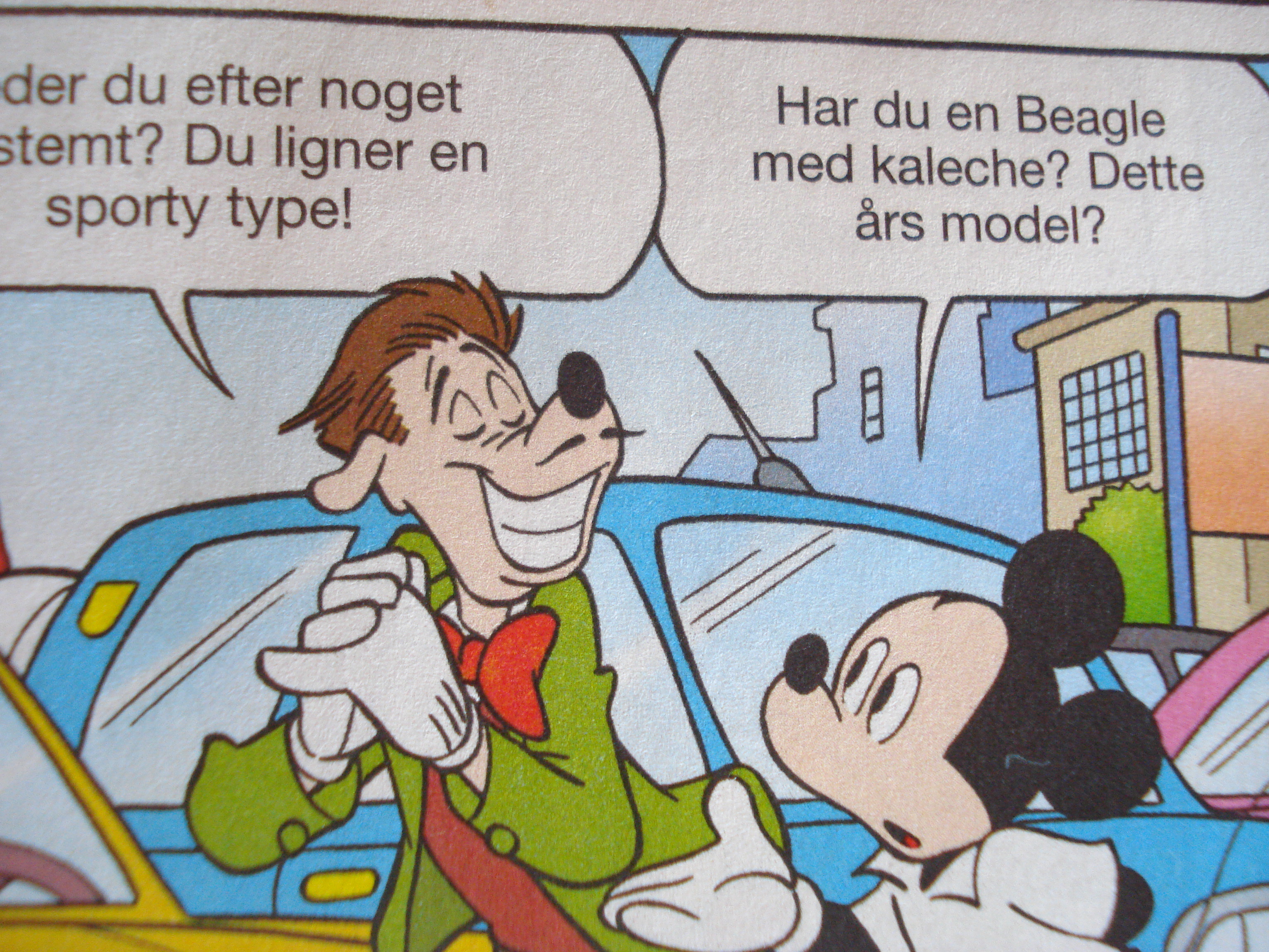 Mickey spørger efter en Beagle med kaleche